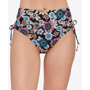 Salt + Cove In Full Bloom Lace-side Bikini Bottoms In Black/multi Black